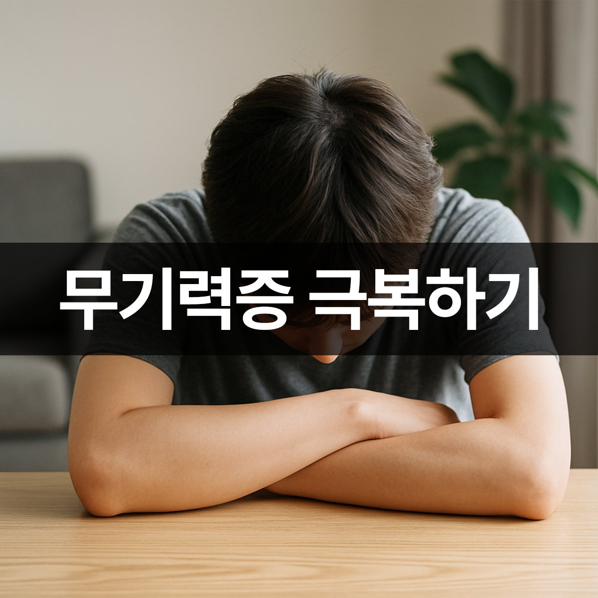 무기력증 극복 후 활력을 되찾은 모습의 남성이 미소를 지으며 주먹을 쥐고 있는 장면