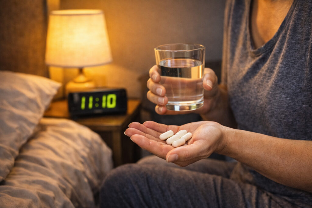 아르기닌 먹는시간 자기전 복용을 준비하는 모습